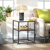 Bedside table End Table, Tempered Glass Side Table with Storage Shelf