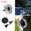 16 LED Solar Powered Flat Lights LED Buried Deck Light Ground Lamp Outdoor Disk
