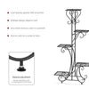Patio Balcony Metal Heavy Duty Plant Stand Shelf 5-Flower Pot Rack Holder Black