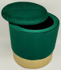 Round Ottoman Storage Pouffe Stool Soft Velvet Footstool Dressing Vanity Chair