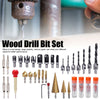 35Pcs/Set Wood Drill Bits Set Countersink Hinge Cork Drill Chamfering Tool Kit