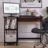 Industrial PC Computer Desk with Shelves Wooden Home Office Study Work Table