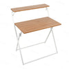 2-Tire Folding Computer Desk Laptop PC Desk Study Workstation Office Table Oak