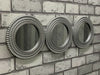 Set of 3 Round Wall Art Moroccan Mirror Art Décor Silver Wall Mounted Home Décor