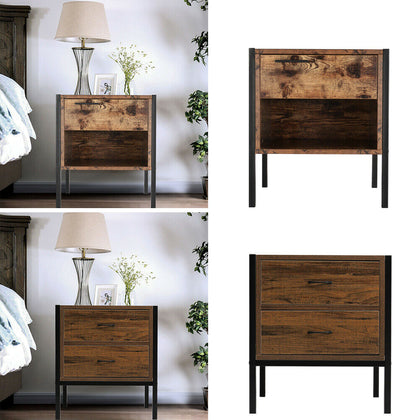 Industrial Bedside Table Rustic Wood Nightstand Lamp Table Side End Coffee Table