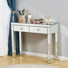Bedroom 1/2 Drawers Mirrored Glass Dressing Table Cushioned Stool Mirror Set UK