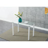 Modern Clear Glass Dining Table and 4 Padded Chairs Set in White Home Furniture