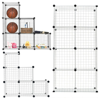 6/8 Cube Wire Grid Storage Shelf Rack DIY Bookcase Display Cabinet Shelving Unit