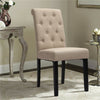 2/4x Dining Chairs Roll Top Scroll Button High Back Oak Legs Seat Dinning Room