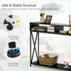 Console Table X-Shaped Sofa Side End Table w/2 Compartments & Storage Shelf