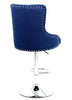 Blue Bar stools, 2 X Blue Linen Button Detail Premium Monteray swivel Barstools (BLUE)