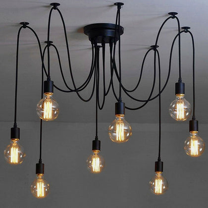 Vintage Ceiling lights chandelier black industrial pendant lamp shades spider UK