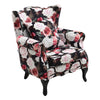 High Back Upholstered Fabric Floral Armchair Padded Sofa Accent Chair Studs Seat