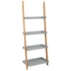 Grey & Bamboo 4 Tier Modern Ladder Wall Shelf/Bookcase Display Rack