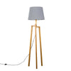 Wooden Tripod Floor Lamp Large Living Room Light Tapered Fabric Shades LED Bulb