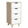 4 Drawers Wood Bedside Table Cabinet Storage Side End Table Nightstand Bedroom