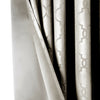 Stylish Embossed Blackout Geometric Curtain Energy Saving Silver Drape Tiebacks