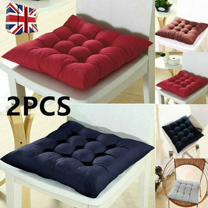 2PCS Square Thick Cushions Chair Seat Pad TIE ON Dining Bed Room Garden Kitchen