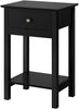 Black Side End Sofa Table Tall Wooden 1 Storage Drawer Open Shelf Telephone Unit