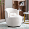 Teddy fabric Swivel Chair, Round Accent Armchair, 360° Swivel Barrel Chair White