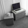 Foldable Storage Ottoman Pouffe Seat Folding Grey Linen Foot Stool Storage Stool