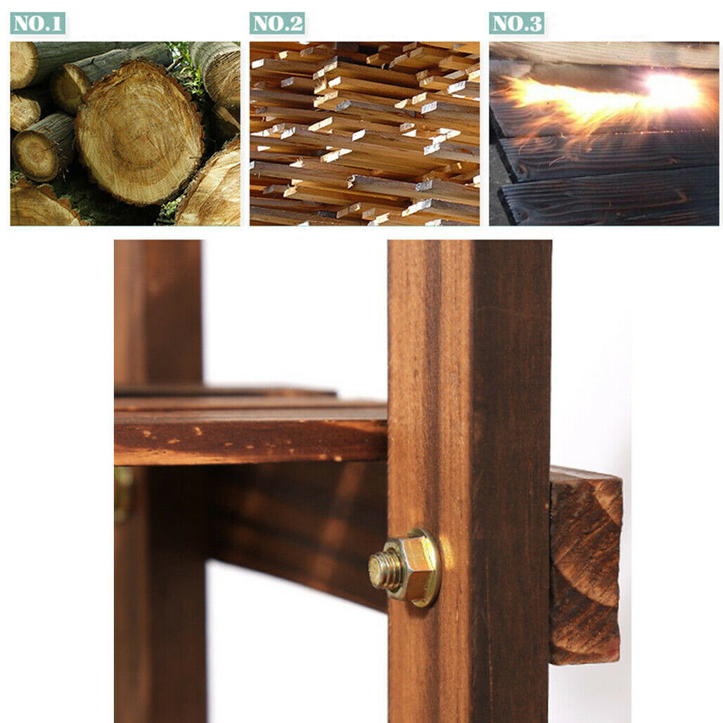 38" Wood Flower Plant Pot Shelf Stand Outdoor Patio Florist Ladder Display Rack