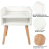 Morden White Bedside Table Night Stand Cabinet With Storage Shelves Wooden Legs