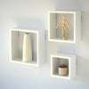 Set of 3 Floating Shelves Wood High Gloss Cube Wall Shelf Storage Display Unit