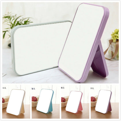Square-Shape Hand Mirror Held Vanity Fold Mirror Standing Makeup Dresser Mirror