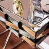 Mirrored Side Table Bedside table 3D Glass Effect Chrome Crossed Legs Furniture;