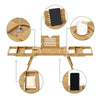 Bamboo Bath Tub Tray Extendable Caddy Rack with iPad Stand and Wine Glass Holder