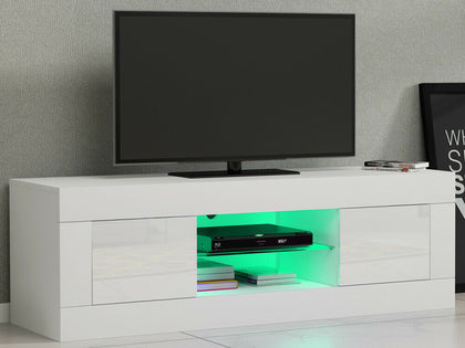 Modern 125cm TV Unit Cabinets Stand Bench High Gloss 2 Doors with FREE RGB LED