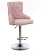 Light Pink Linen Button Detail Premium Monteray Bar Stool (PINK)
