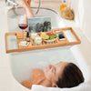 Bath Caddy Tray Bamboo Bathtub Organizer Tablet Holder Adjustable Bamboo