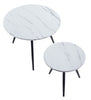 Nest of 2 Round Coffee Tables with Marble Effect Top and Black Metal Legs