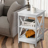 White End Side Table Sofa Table 3 Tiers Storage Shelves for Living Room Bedroom