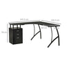 Black Corner Desk with Storage Cabinet Drawer Home Office L Shape Computer Table