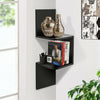 Black 2 Tier Floating Corner Shelf Wall Unit Storage Display Stand Bookcase Book