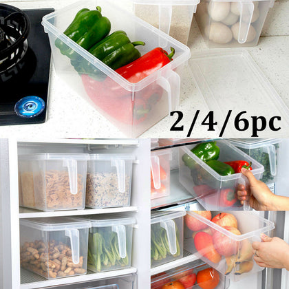 2/4/6 Fridge Box Holder Lid Kitchen Organiser Cupboard Food Storage Container