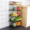 5 Tier Kitchen Fruit Vegetable Storage Rack Rolling Metal Organizer Basket Shelf