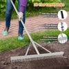 Landscape Lawn Rake Yard Garden Aluminum Rake Wide Rake Head With 36 Tines