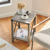 Side Table with Storage Shelf X Metal Frames End Coffee Table Driftwood Home