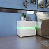 High Gloss Bedside Table Nightstand Cabinet Chest of 2 Drawer RGB LED Light Lamp
