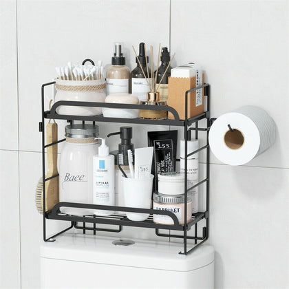Bathroom Over Toilet Storage Bath Rack Washing Machine Shelf Unit w/ Roll Holder