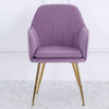 2 Velvet Leisure Dining Chairs Padded Bucket Seat Tub Armchair w/Gold Metal Legs
