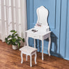 White Dressing Table Set Makeup Desk w/ Oval Mirror&3 Drawers, Stool Bedroom NEW