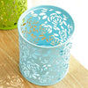 Hollow Rose Flower Cosmetic Metal Pen Pencil Pot Holder Stationery Organizer