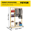 Garment Rack Clothes Rack Clothes Organizer w/ 3 Side Shelves & Wheels