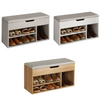 Malmo Large Wooden 2 Tier Shoe Storage Cabinet Shelf Rack Stand Grey Oak White