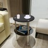 Modern 2 Tier Round Glass Side End Tables Coffee Occasional Sofa Table Black